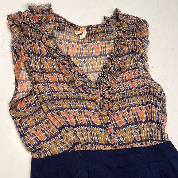 Anthropologie dress WITH POCKETS Navy blue bottom - Picture 2 of 2